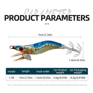 Totanara EGI da Eging 1.5# da Mare in Plastica Rigida per Calamari, Polpi, Seppie, Esca Artificiale Gambero di Legno per Calamari - Product Image 5