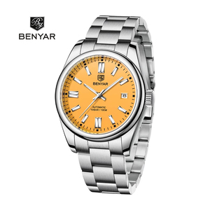 Orologio da Polso Benyar 5185 <span class=keywords><strong>di</strong></span> Lusso Premium per Uomo, Cinturino in Acciaio Inossidabile, Movimento Meccanico Automatico con <span class=keywords><strong>Data</strong></span>, Impermeabile 100M - Product Image 1
