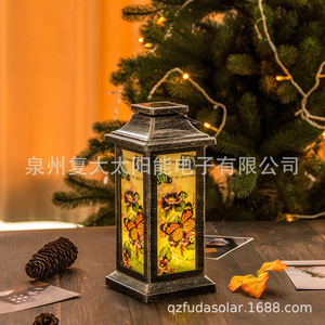 Solar Garden Lantern <b>Led</b> Plastic Outdoor Hanging Decor <b>Light</b> With Butterfly Pattern For Patio Yard - Product Image 4