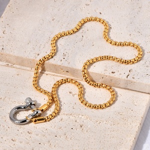 Collar de Oro Antideslustre de Moda, Acero Inoxidable 18K, Joyería Fina, Collar con Cierre de Mosquetón y Diseño de Bocado de Caballo para Mujeres y Hombres - Product Image 2