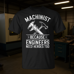 Camiseta para hombre de Machinist Because Engineers Need Heroes Too Cnc - Product Image 3