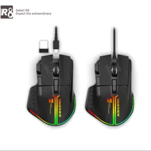 Custom Hot Selling Professional Competitive Ergonomic 8D Gaming Optical Wired Wireless Mouse With Full Fire Button For PC Gamer