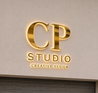 Enseigne lumineuse 3D en acier inoxydable doré, logo personnalisé, lettres métalliques éclairées par LED, enseigne murale intérieure pour studio, salon de beauté