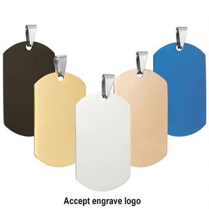 Vente en gros vierge personnalisé Logo personnalisé nom adresse téléphone texte QR code gravure plaque en acier inoxydable collier de chien étiquette d'identification - Product Image 1