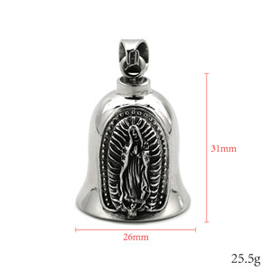 Bijoux religieux Vierge Marie, clochette Gremlin Biker, anti-ternissement, PVD, acier inoxydable 316L, breloque pour collier homme, cadeau, vente en gros - Product Image 6