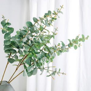 Décor de feuille <span class=keywords><strong>Moey</strong></span> de plante verte d'eucalyptus artificielle en soie de grande taille de haute qualité avec des détails élevés et un effet réaliste - Product Image 1