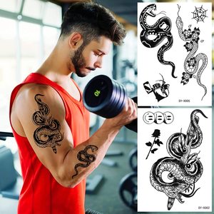 Autocollant de <span class=keywords><strong>tatouage</strong></span> de corps imperméable temporaire en papier imprimé pour femmes et hommes Application de <span class=keywords><strong>bras</strong></span> sexy longue durée Nouvelle conception de <span class=keywords><strong>serpent</strong></span> tribal - Product Image 2