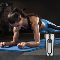 Bouteille d'eau pour le sport, Shaker de protéines, en acier inoxydable, de 28Oz, avec fenêtre de mesure Visible anti-fuite et boule de mélange