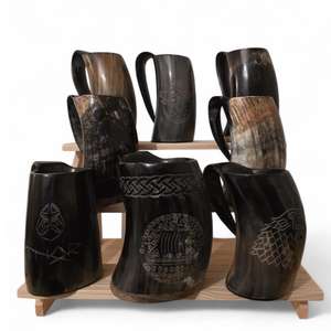 Tasse en corne de buffle de la meilleure qualité, nouvelle sortie, mug en corne viking, tankard d'Inde, logo gravé personnalisable pour un usage domestique - Product Image 2