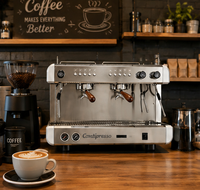Mesin Espresso Komersial Profesional 2 Grup dengan Pompa Rotary 9 Bar Pembuat Kopi Italia untuk Kedai Kopi & Restoran