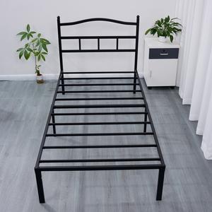 Moderne <span class=keywords><strong>Black</strong></span> <span class=keywords><strong>Metal</strong></span> Platform Bed Frame Met Vintage Stijl Hoofdeinde En Treeplank Voor Slaapkamer - Product Image 4