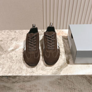 Zapatillas Bajas de Gamuza Marrón de Alta Calidad al por Mayor con Franja Lateral Blanca, Calzado Casual de Carreras, Proveedor a Granel - Product Image 3