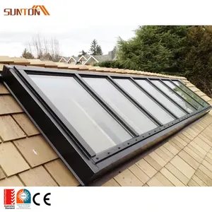 Customized top hung waterproof aluminum double glazed glass roof windows electric motorized automatic skylight