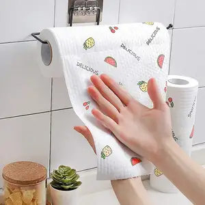 OEM Printed Paper Towels reusable Wholesale Kitchen Rolls Cotton Bamboo Pulp Oil-Removing Dish Cloth Non-woven Cloth Ready Stock