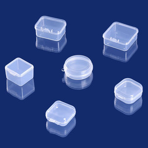 Boîtes vides en plastique transparentes mini rondes, carrées, rectangulaires, petites, pour bijoux, bouchons d'oreilles, conteneurs, décorations pour ongles, rangement de diamants - Product Image 1
