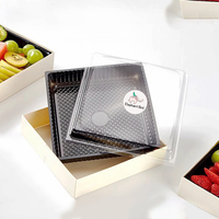 Ecologische wegwerp houten sushi- en saladebox voor onderweg met transparant deksel