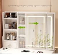 Meuble de toilette moderne à miroir LED grand format, réglable, éclairé, bon marché, en MDF, pour chambre à coucher, vente en gros
