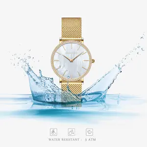 Hannah Martin Horloge Fabriek Nieuw Ontwerp Waterdicht 3 Atm Vrouwen Diamant Quartz Horloge Custom Mesh Rvs Bandjes Polshorloge