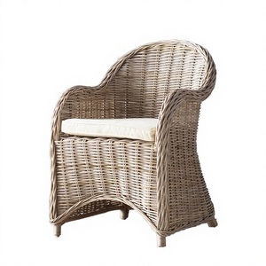 Chaise de salle à manger ronde de style nordique moderne avec accoudoirs en rotin tressé pour la maison, le bureau, le salon, la chambre ou l'hôtel - Product Image 3