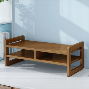 Computer <b>Riser</b> <b>Stand</b> Bamboo Wood 2 Tier Desktop Monitor <b>Stand</b> Storage Rack For Office <b>Desk</b> Organizing - Product Image 4