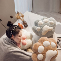 Rutschfeste Plüsch-Bärenpfoten-Kissen mit Decke aus Superweichem Velours-Stoff, Bestickt, Niedliches Geschenk für Sie, Stressabbau
