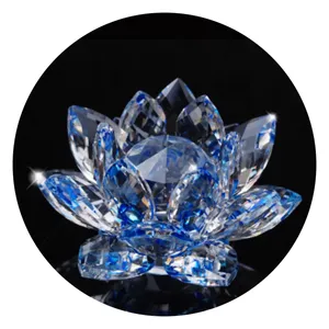 Wholesale Colorful Crystal Lotus Flower Candle Holder Tealight Glass Crystal Lotus Flowers Gift