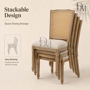 Chaise de mariage classique en bois avec dossier en cannage, siège rembourré pour banquets et événements, vente en gros - Product Image 5