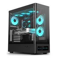 Unique Full-tower Black White CPU Gaming Computer Cases & Towers Wholesales Atx Gaming Pc case with Screen Lcd Display