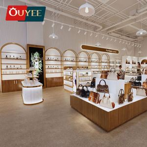 Ouyee ตู้โชว์น้ำหอมแบบกระจกตู้โชว์น้ำหอมพร้อมไฟสำหรับตกแต่งร้านเครื่องสำอางที่ทันสมัย - Product Image 4