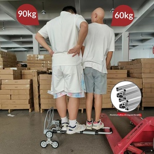 Chariot de courses pliable à deux roues pour la maison, avec barre de traction, pour monter les escaliers, amovible et portable, Argent/Noir/Blanc - Product Image 3