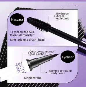 Produk mode baru 2 in 1 Kosmetik eyeliner cair dan maskara, riasan mata alami tahan lama merek pribadi