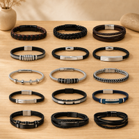 Bracelet en cuir tressé pour homme Forever Season Fashion, style hip-hop, fermoir magnétique en acier inoxydable 316L, multi-styles, vente en gros OEM
