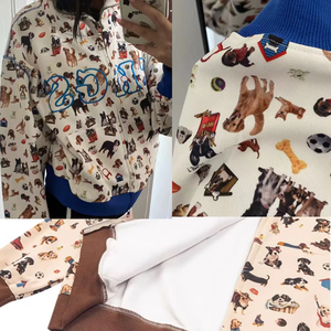 Nuovo prodotto Unisex peso massimo Custom con orecchie da animali con chiusura integrale con Zip e felpa con cappuccio corta con stampa a sbuffo - Product Image 4