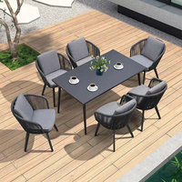 Ensemble de meubles de jardin personnalisés ensemble table et chaises de tissage en corde pour l'extérieur table cadre en aluminium pour restaurant