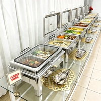 Chauffe-plat de luxe en acier inoxydable 9L à alimentation thermique pour buffet d'hôtel, restauration, couleur argent, service de plats chauds pour restaurant et événements