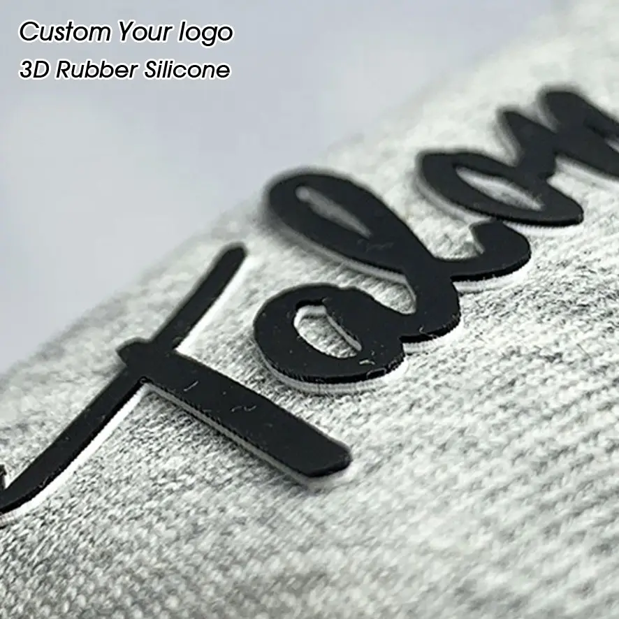 Custom t shirt thermal printed embossed heat transfer 3d thick logo rubber silicone label clothing garment Sticker men's T-shirt