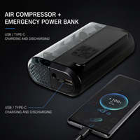 Compresseur d'air numérique intelligent rapide Visible Design 150 PSI 6000 mAh 100 W Type-C rechargeable en ABS pour gonflage d'urgence des pneus de voiture