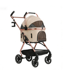 Carrinho de Passeio Dobrável para Animais de Estimação 306-4: Design em Malha Respirável, Carrinho de 4 Rodas para Cães/Gatos com Cesto de Armazenamento para Viagens ao Ar Livre - Product Image 1