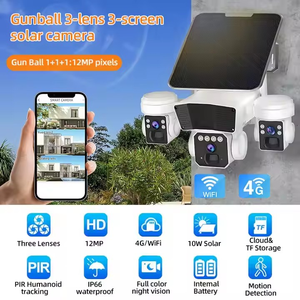 2025 nóng bán 4G/<span class=keywords><strong>Wifi</strong></span> ngoài trời 12MP năng lượng mặt trời Máy ảnh 3 ống kính PIR chuyển động của con người theo dõi báo động ban đêm tầm nhìn đầy đủ màu sắc PTZ máy ảnh - Product Image 3
