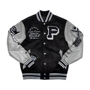 Chaquetas Varsity para Hombre, Chaqueta Universitaria de Béisbol con Bordado Chenille, Chaqueta Varsity de Cuero con Cuello Alto - Product Image 1