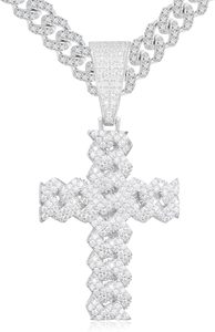 Collar con Cruz de Moissanita, Colgante de Cruz de Moissanita con Incrustaciones, Cadena de Plata de Ley 925, Color D, VVS1, Oro de 18k - Product Image 1