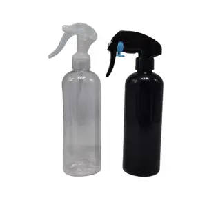 Clean Bottle 300ml 10oz Empty Boston Round PET Black Plastic Cleaning Agent Trigger Spray Bottle With Kao Trigger