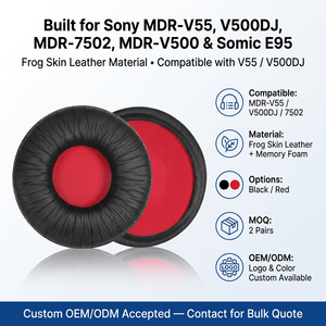 MDR-V55 Ersatz-Ohrpolster aus PU-Leder, Ohrpolsterbezüge für MDR-V55 V500DJ, <span class=keywords><strong>Somic</strong></span> E95, MDR-7502 MDR-V500 Kopfhörer - Product Image 2