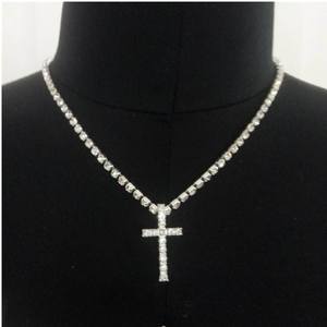 Di modo di Scintillio Sexy Del Partito di Cristallo Del Diamante Del Rhinestone Tennis Trasversale Della Collana Del Pendente Iced Fuori I Monili - Product Image 2