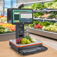 Mesin Kasir POS Timbangan AI Checkout Layar Sentuh Kapasitif 15,6 Inci Timbangan 15kg Printer 58mm Bluetooth/Wi-Fi Windows