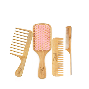 Juego de 4 peines de bambú de dientes anchos, cepillos de pelo de <span class=keywords><strong>madera</strong></span> natural <span class=keywords><strong>para</strong></span> salón con mini peine desenredante, <span class=keywords><strong>para</strong></span> uso doméstico y hotelero, en caja. - Product Image 2