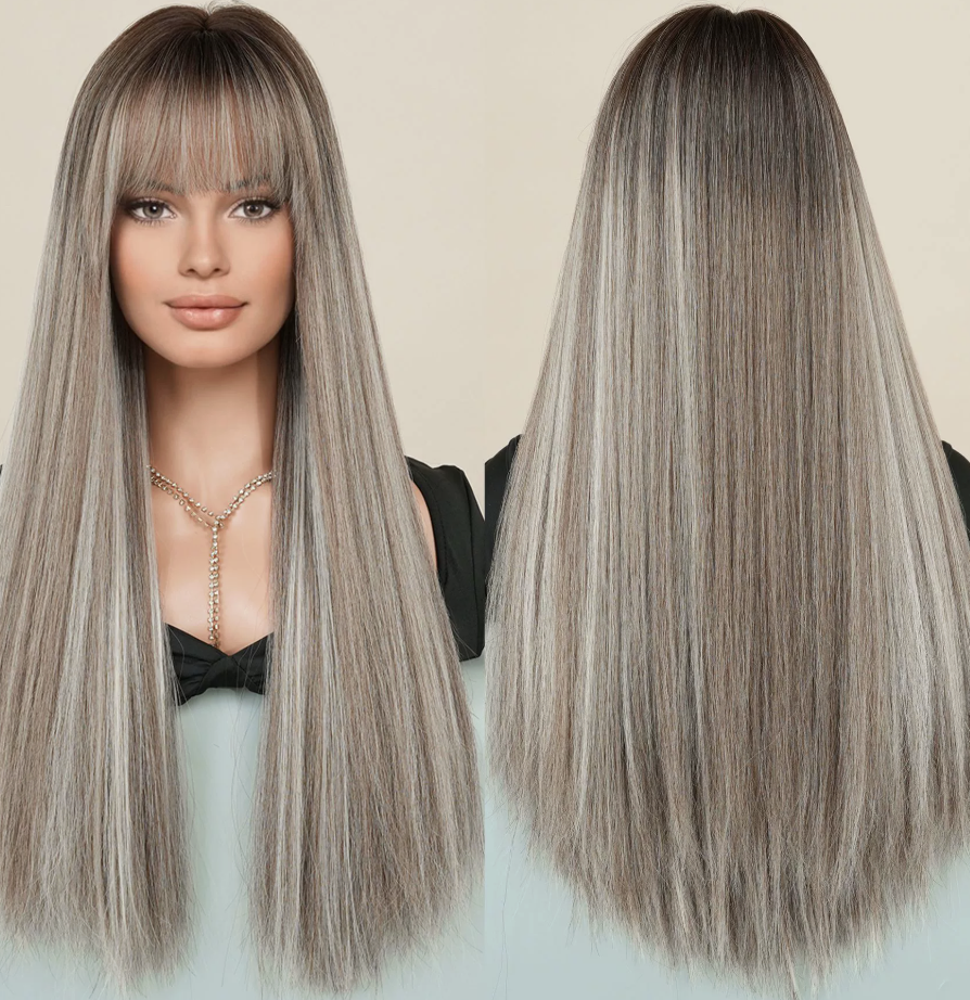 Milk tea platinum top dyeing_68cm 26.77inch