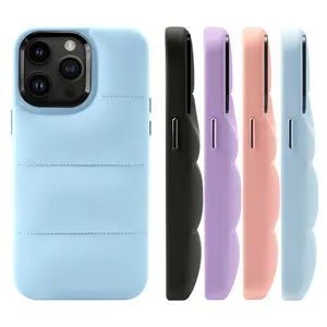 2024 New Arrival Fashion Luxury Puffer Phone Case TPU Leather Cover Microfiber Lining For iPhone 15 Case For iPhone 15 Pro Max