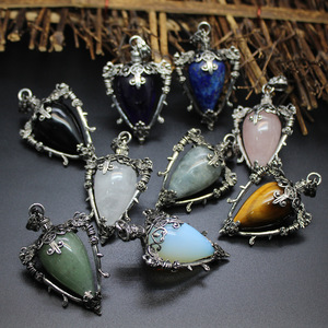 Pendentifs Breloques en Cristal Naturel Poli, Design Goutte d'<span class=keywords><strong>Eau</strong></span>, Pierres de Guérison - Product Image 2
