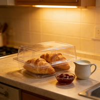 Boîtes d'emballage pour boulangerie, conteneur à charnière, boîte à gâteau en plastique, boîte à clapet transparente, emballage alimentaire en PET jetable, transparente et claire